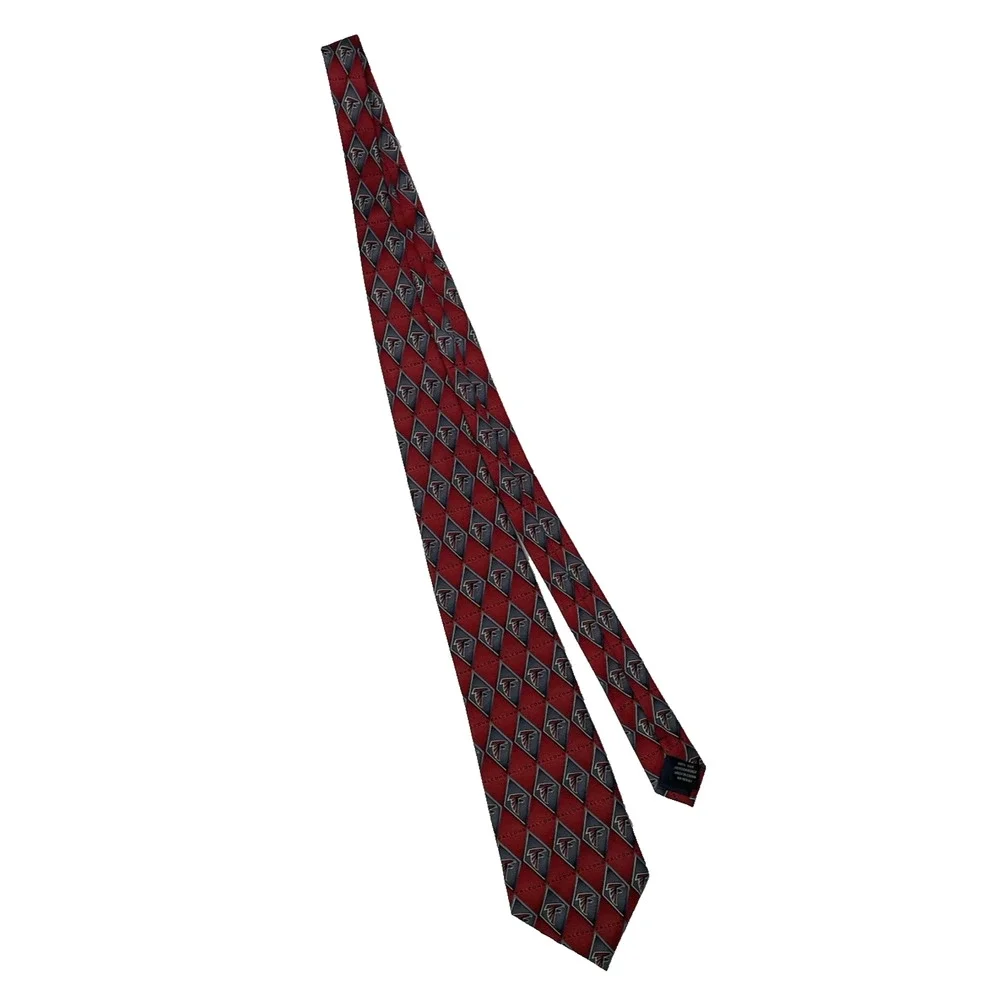 Atlanta Falcons NFL 100% Silk Necktie Red Gray Team Logo Geometric Men's Tie